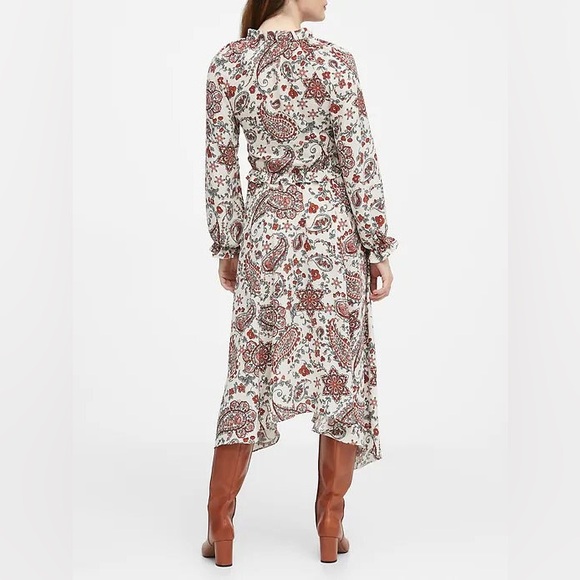 Size 14 Banana Republic Cream Paisley Midi Dress with Rust Accents - Picture 2 of 10